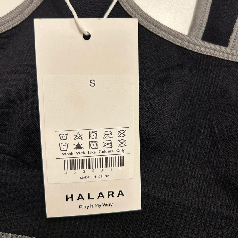 NWT Halara Size S Small Black/Gray Sports Bra
